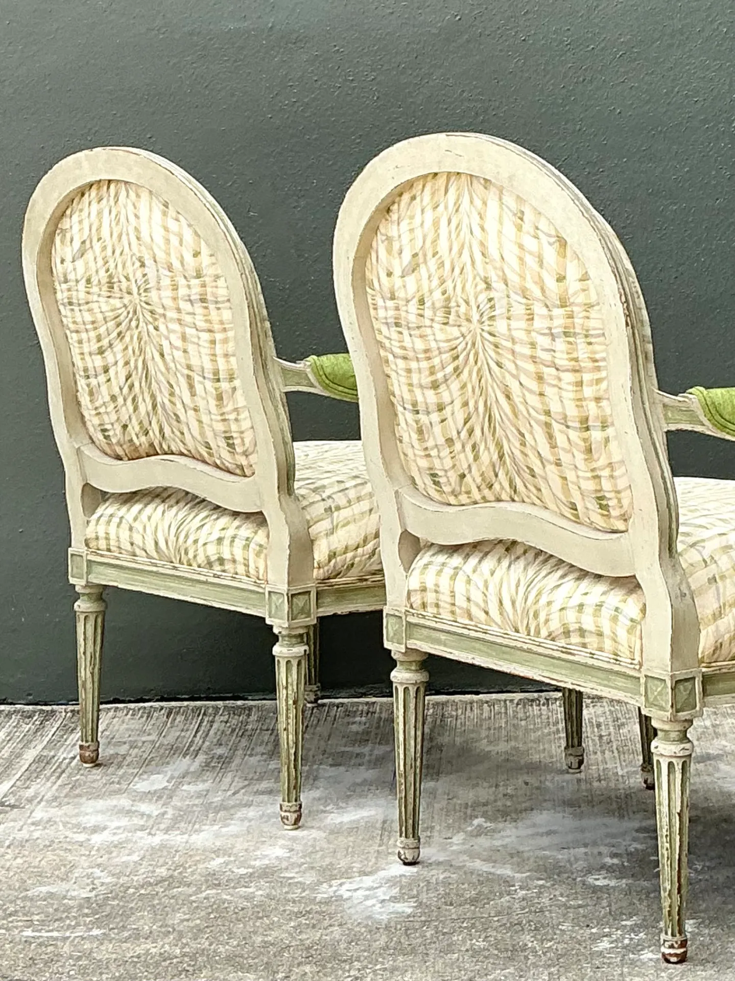 Vintage Louis XVI Style Printed Swag Armchairs - Pair — additional photo 5