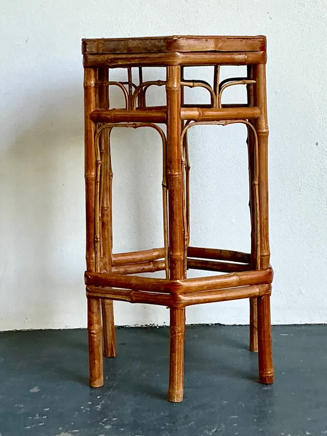 Vintage Bamboo Hexagonal Plant Stand — additional photo 5