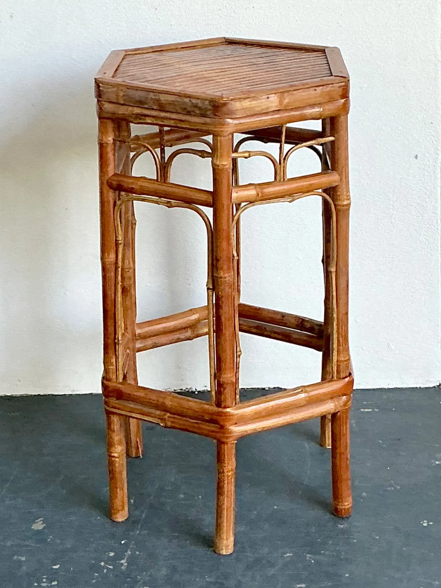 Vintage Bamboo Hexagonal Plant Stand — additional photo 7