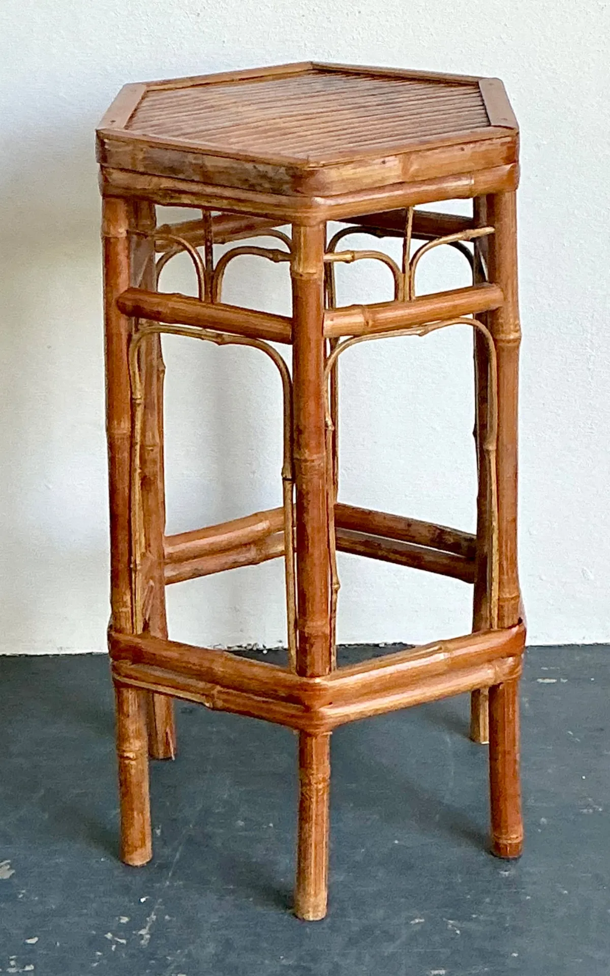 Vintage Bamboo Hexagonal Plant Stand — additional photo 7