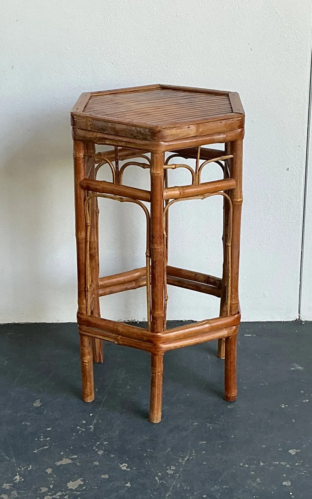 Vintage Bamboo Hexagonal Plant Stand — additional photo 3