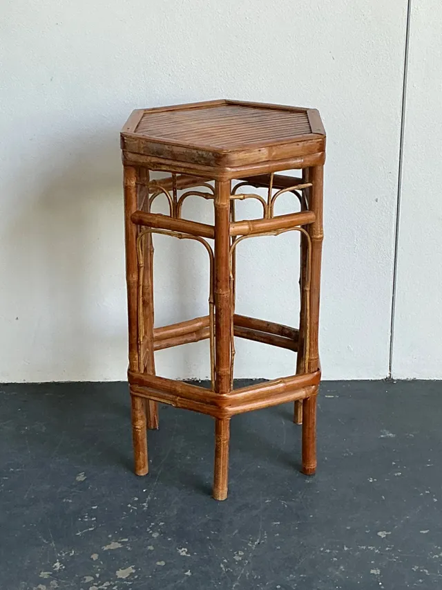 Vintage Bamboo Hexagonal Plant Stand — additional photo 3