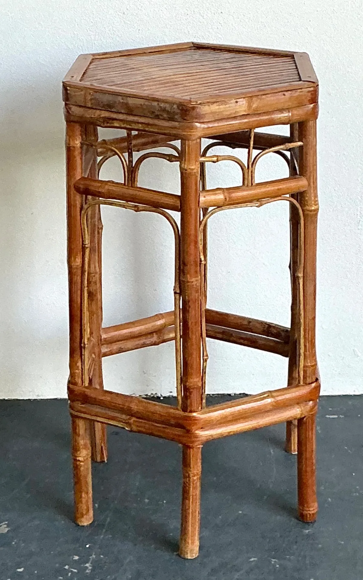 Vintage Bamboo Hexagonal Plant Stand — additional photo 2