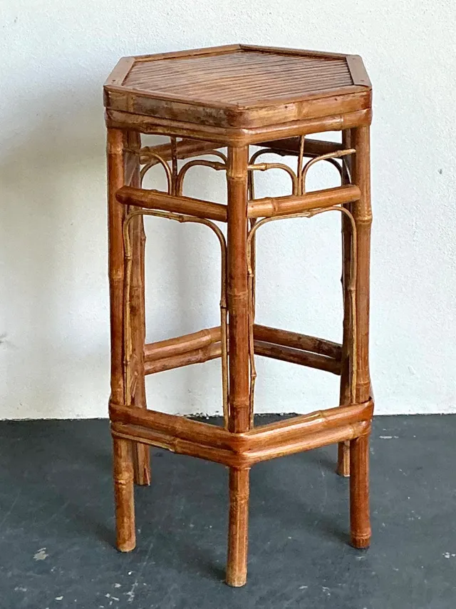 Vintage Bamboo Hexagonal Plant Stand — additional photo 2