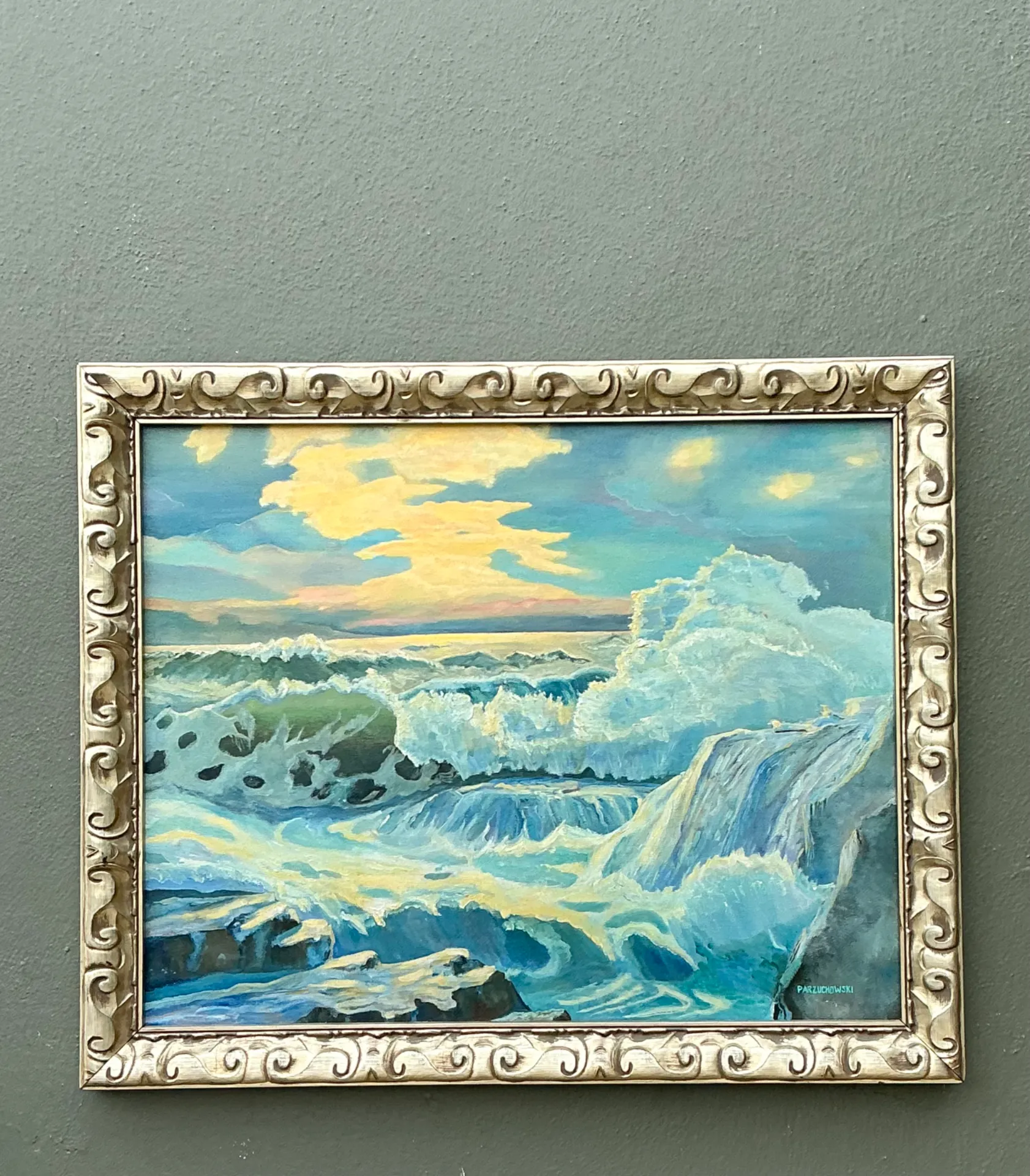 Vintage Seascape Oil Painting on Canvas — additional photo 1
