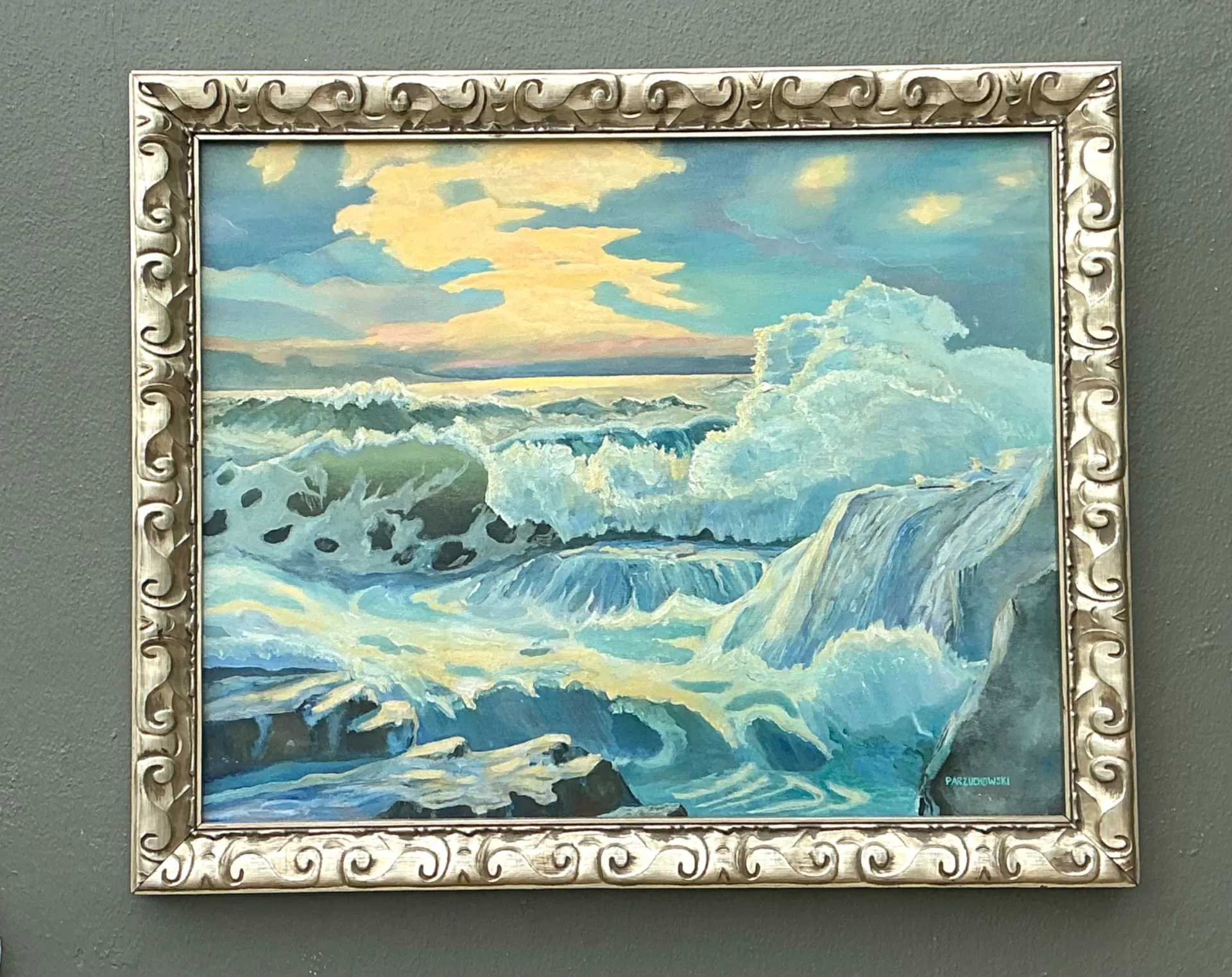 Vintage Seascape Oil Painting on Canvas — additional photo 2