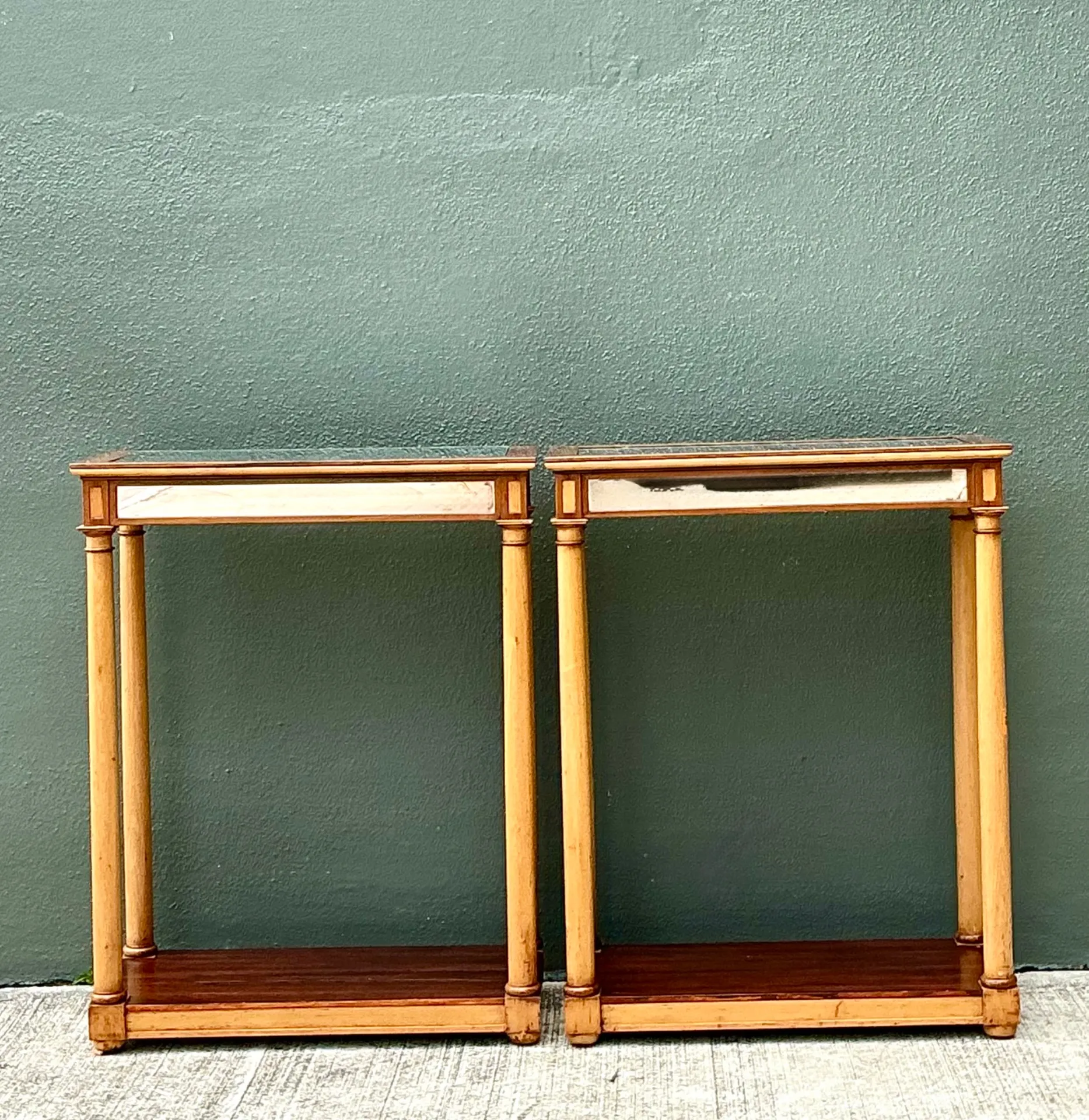 Vintage Inset Mirror Side Tables - A Pair — additional photo 6