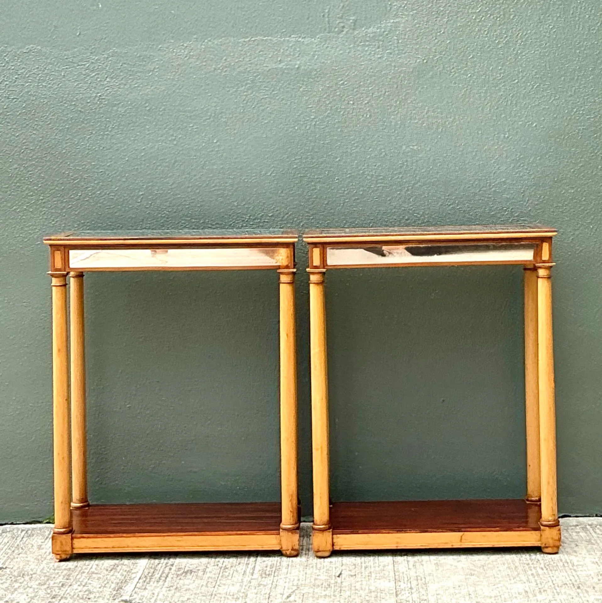 Vintage Inset Mirror Side Tables - A Pair — additional photo 3