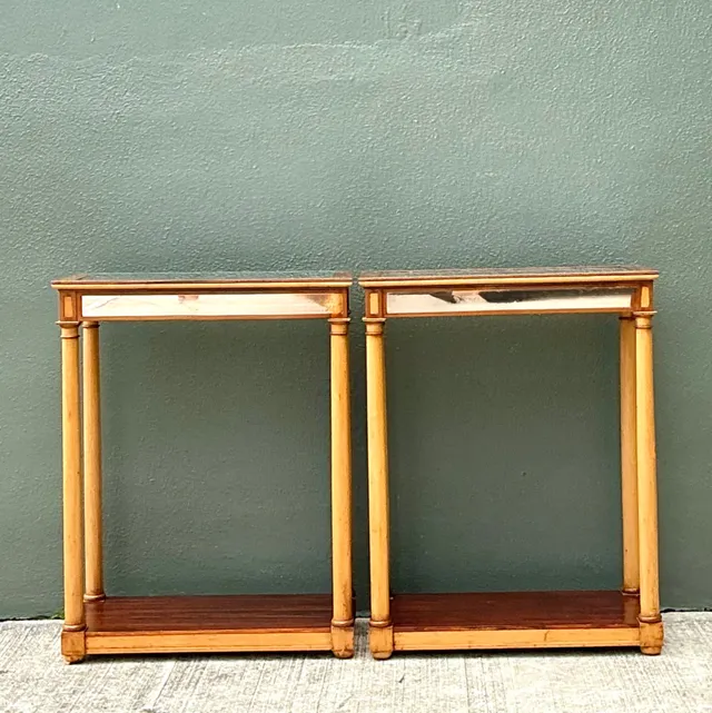Vintage Inset Mirror Side Tables - A Pair — additional photo 3