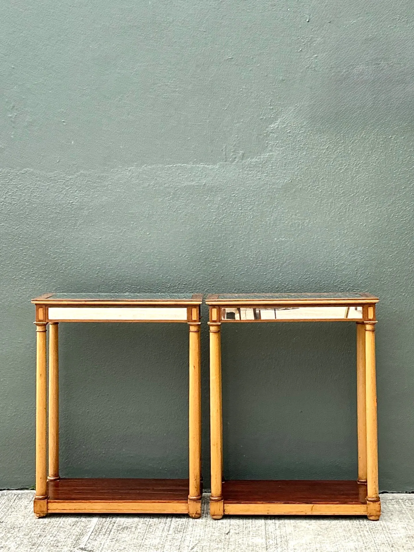 Vintage Inset Mirror Side Tables - A Pair — additional photo 1