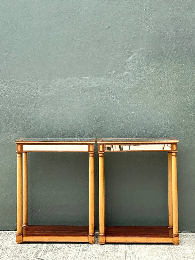 Vintage Inset Mirror Side Tables - A Pair — additional photo 1