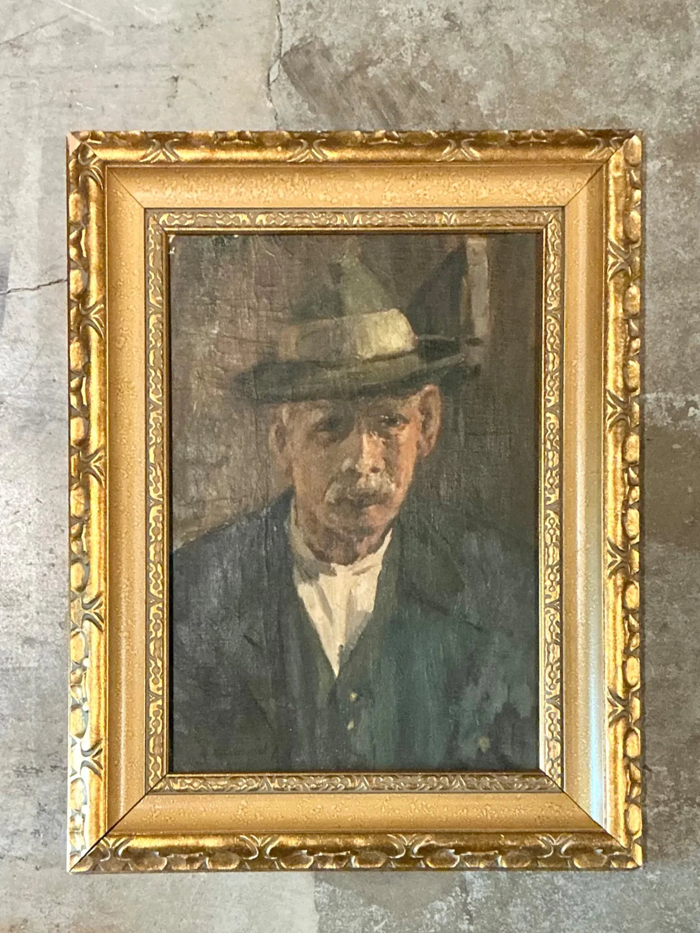 Vintage Framed Oil Portrait on Canvas — additional photo 3