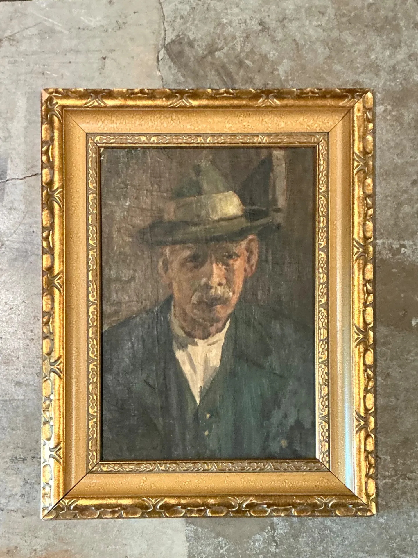 Vintage Framed Oil Portrait on Canvas — additional photo 1