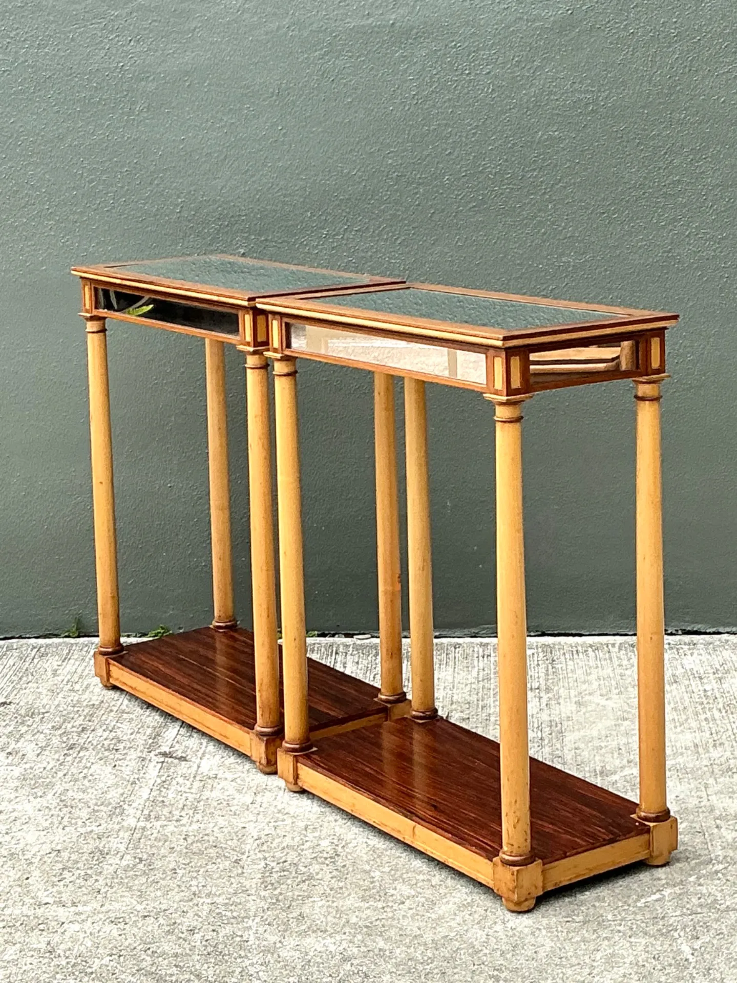 Vintage Inset Mirror Side Tables - A Pair — additional photo 7