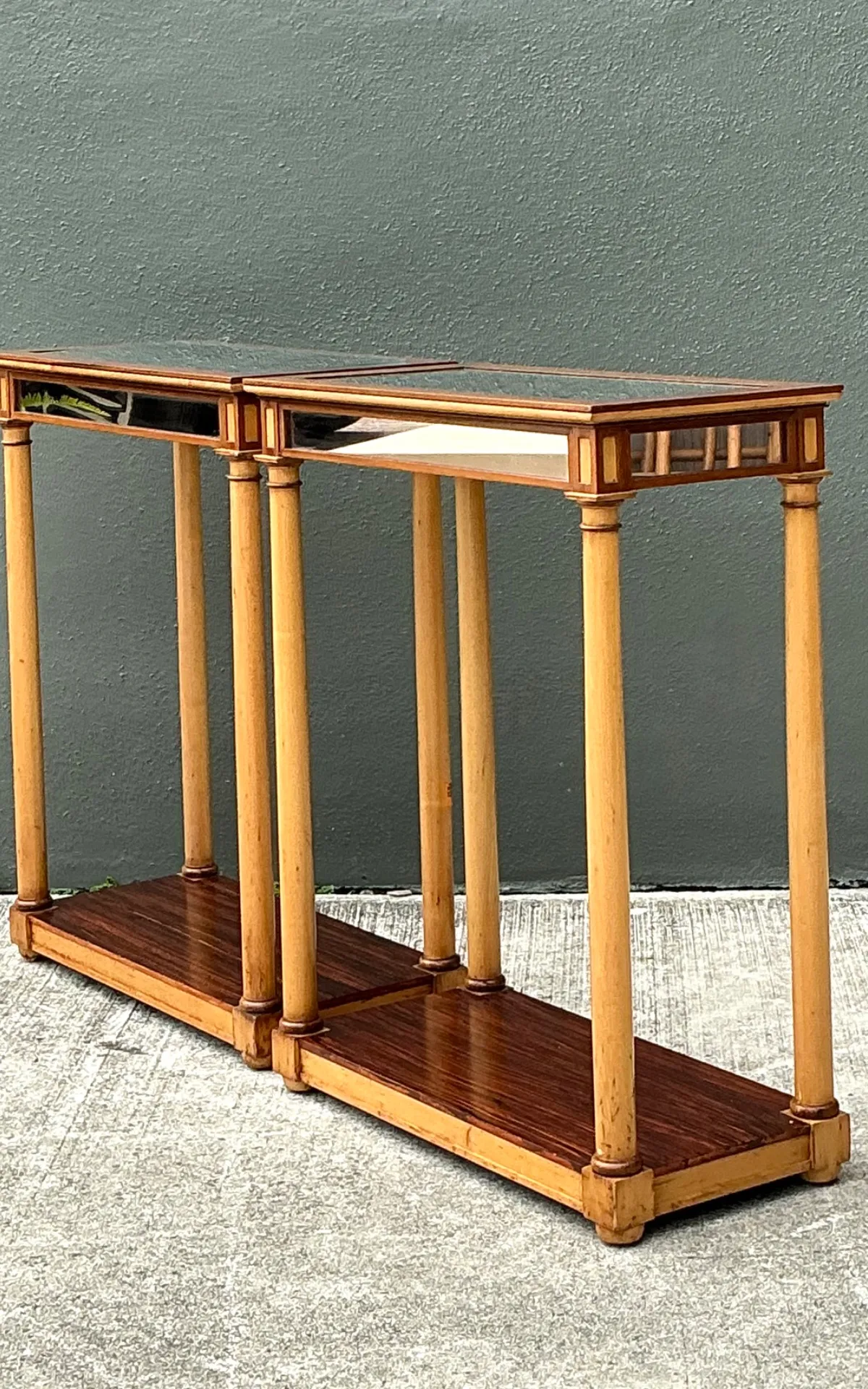 Vintage Inset Mirror Side Tables - A Pair — additional photo 8