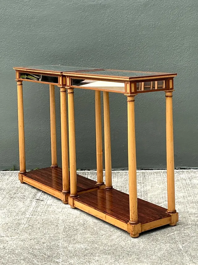 Vintage Inset Mirror Side Tables - A Pair — additional photo 8