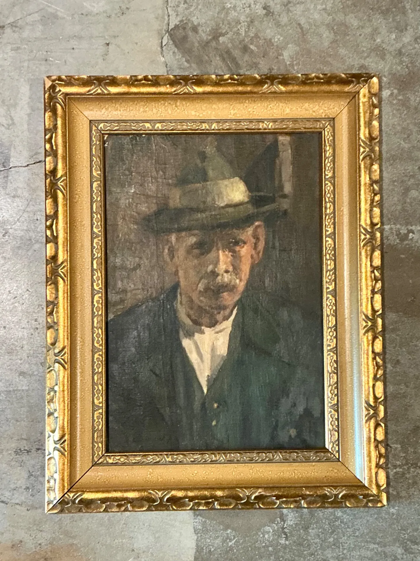 Vintage Framed Oil Portrait on Canvas — additional photo 2