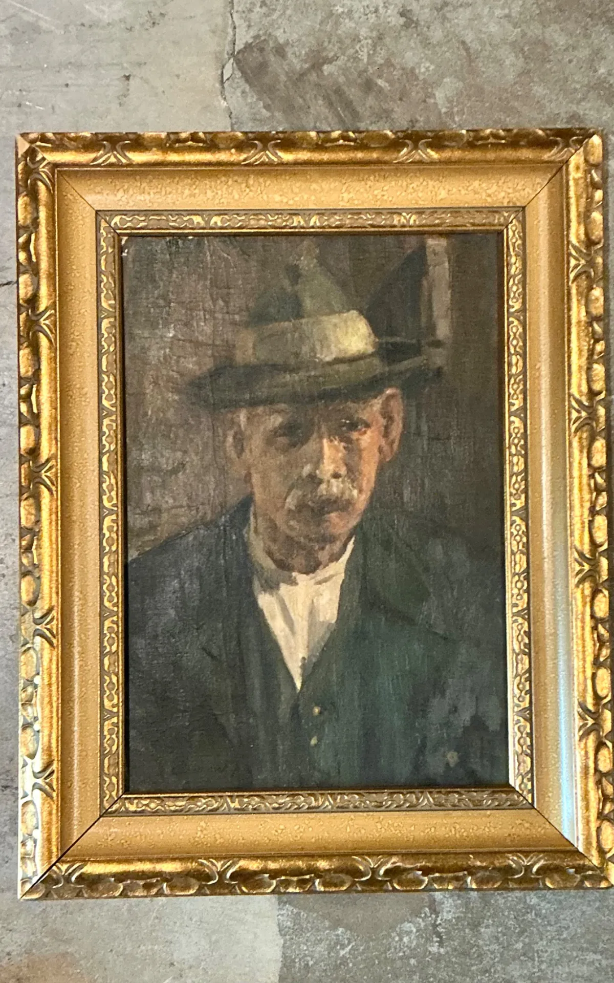 Vintage Framed Oil Portrait on Canvas — additional photo 2