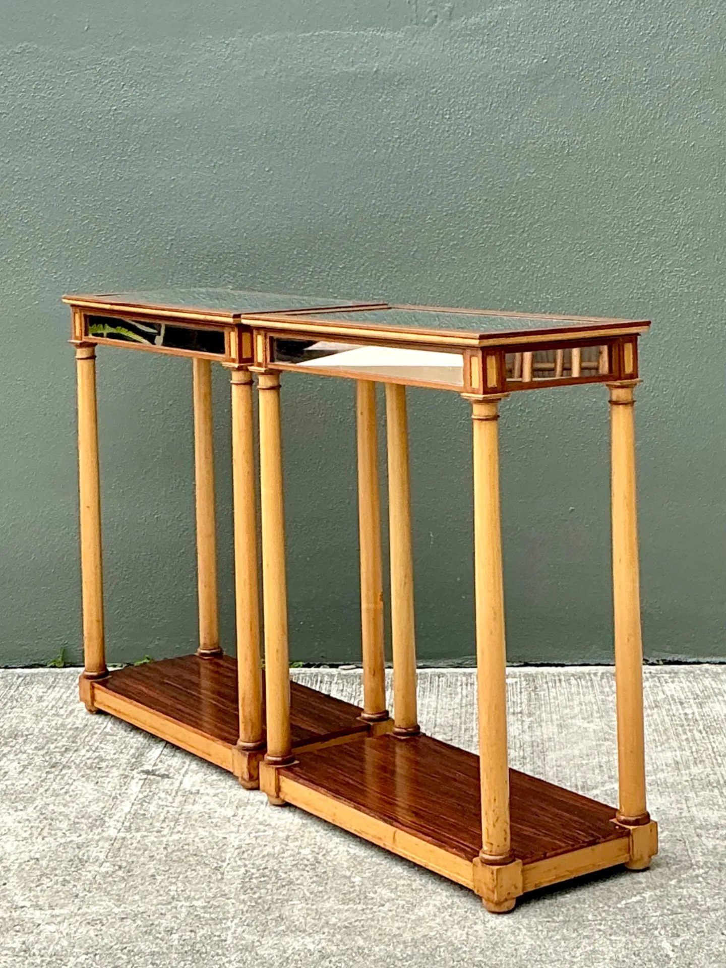Vintage Inset Mirror Side Tables - A Pair — additional photo 2