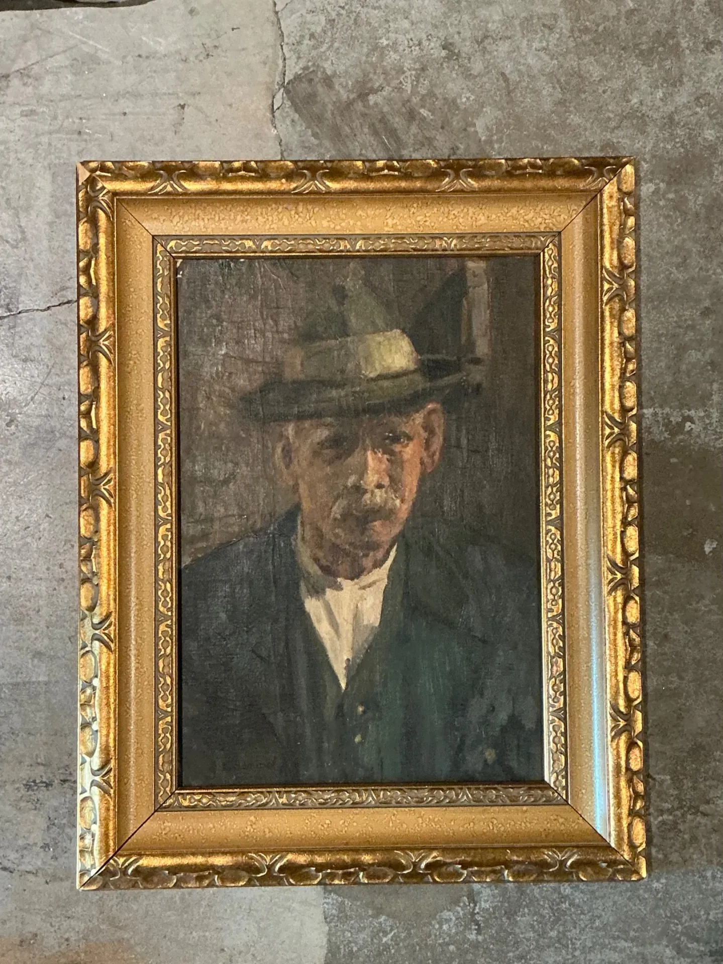 Vintage Framed Oil Portrait on Canvas — additional photo 6