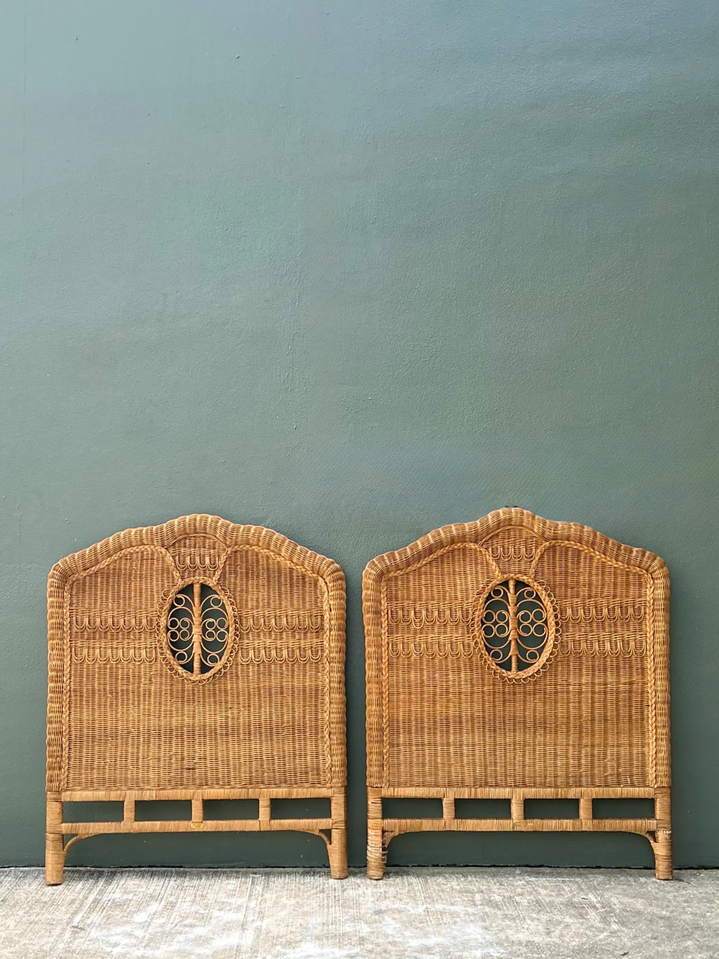 Vintage Ralph Lauren Rattan Twin Headboards - A Pair — additional photo 2