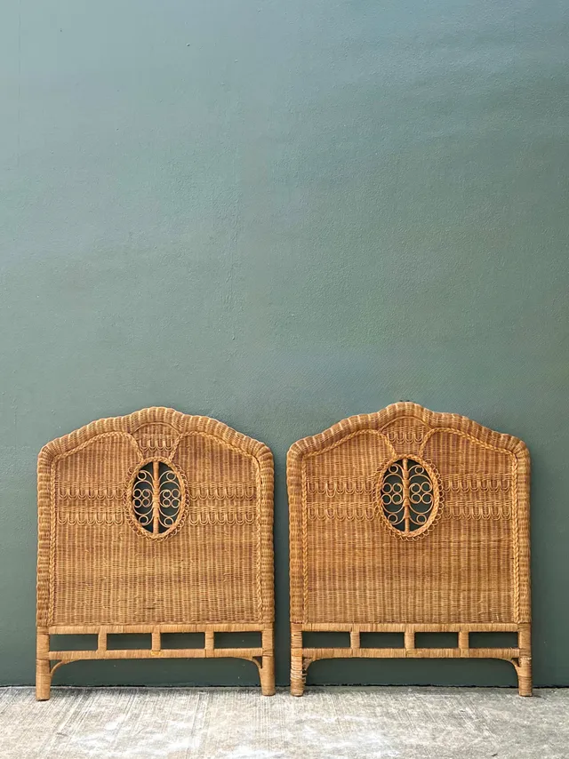 Vintage Ralph Lauren Rattan Twin Headboards - A Pair — additional photo 2