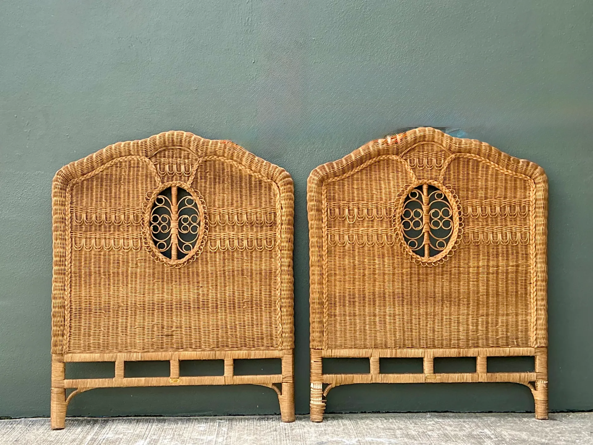 Vintage Ralph Lauren Rattan Twin Headboards - A Pair — additional photo 1