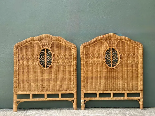 Vintage Ralph Lauren Rattan Twin Headboards - A Pair — additional photo 1