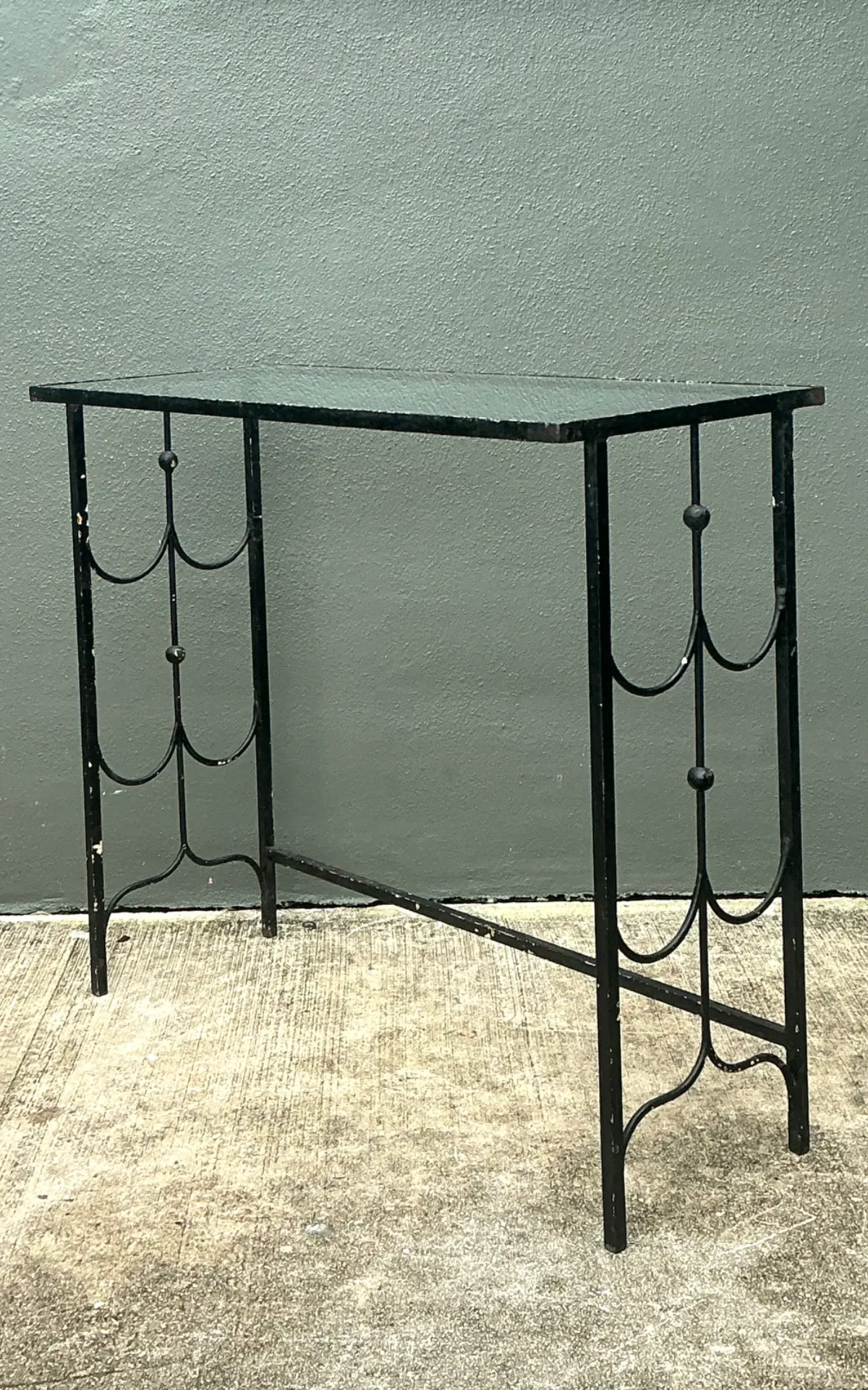 Vintage Iron and Glass Console Table — additional photo 5