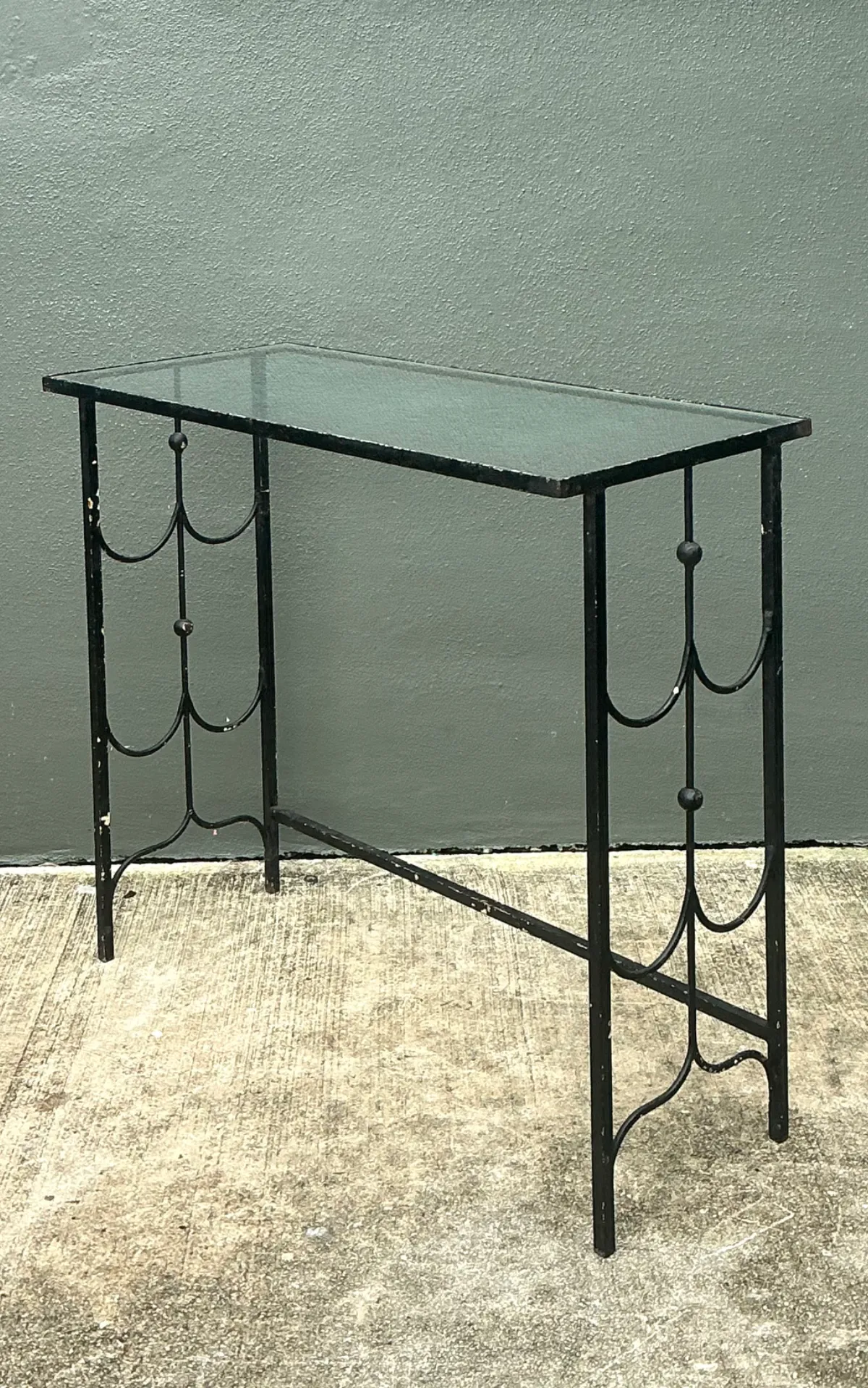 Vintage Iron and Glass Console Table — additional photo 7