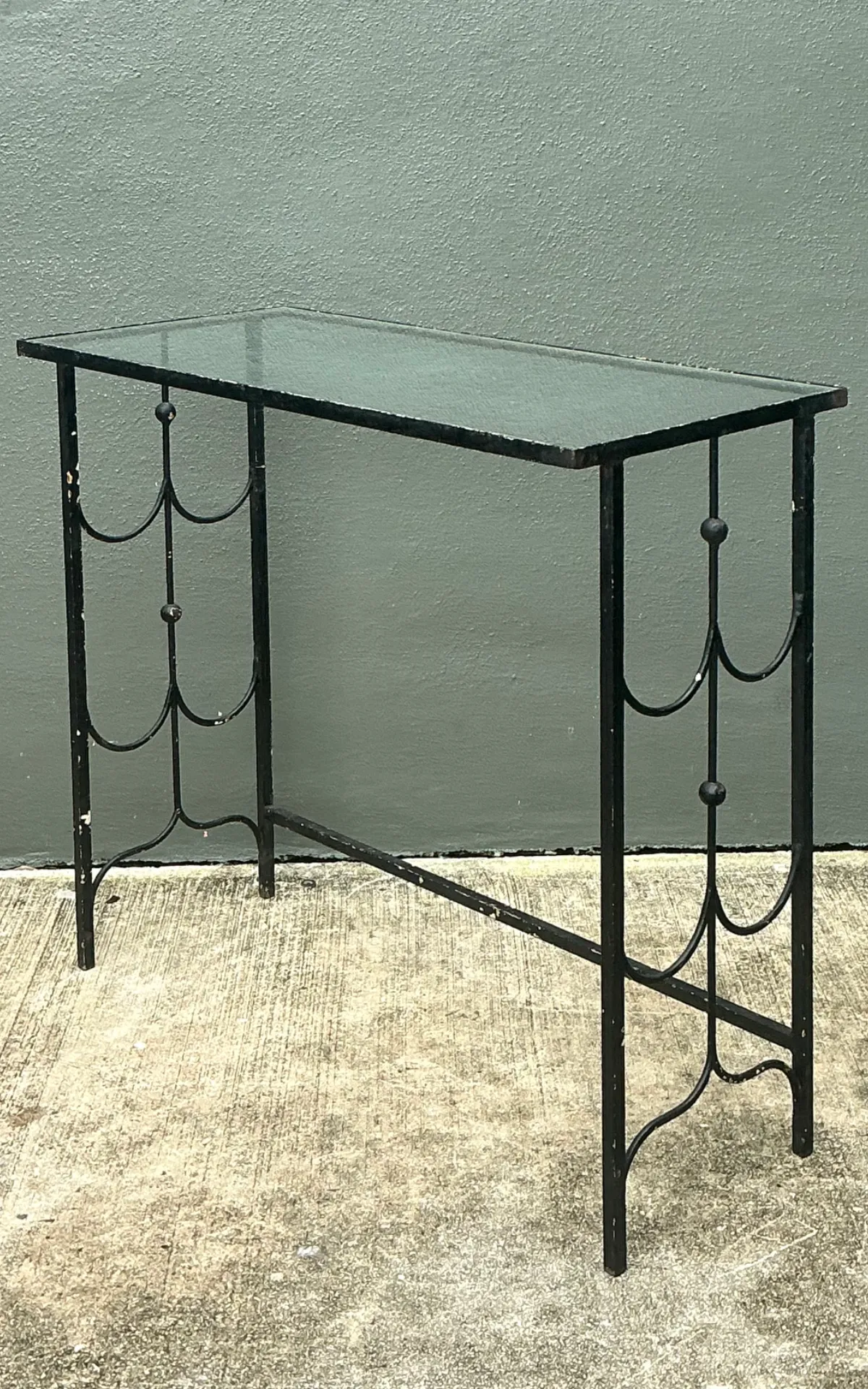 Vintage Iron and Glass Console Table — additional photo 3