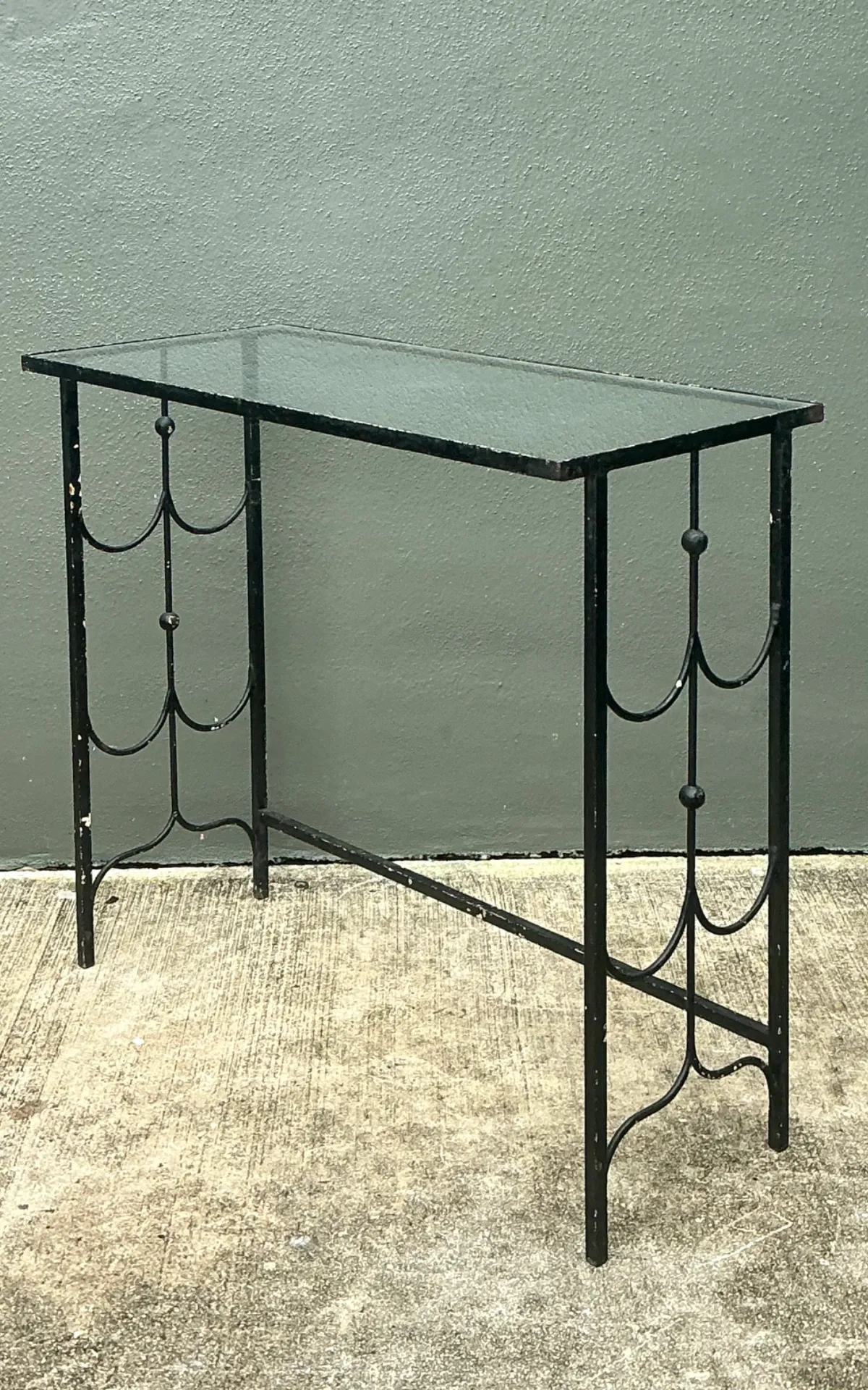 Vintage Iron and Glass Console Table — additional photo 1