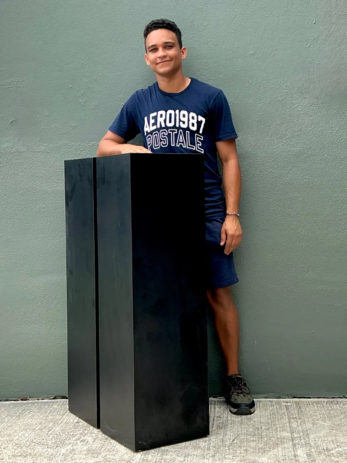 Vintage Modernist Matte Black Laminate Pedestals - A Pair — additional photo 1