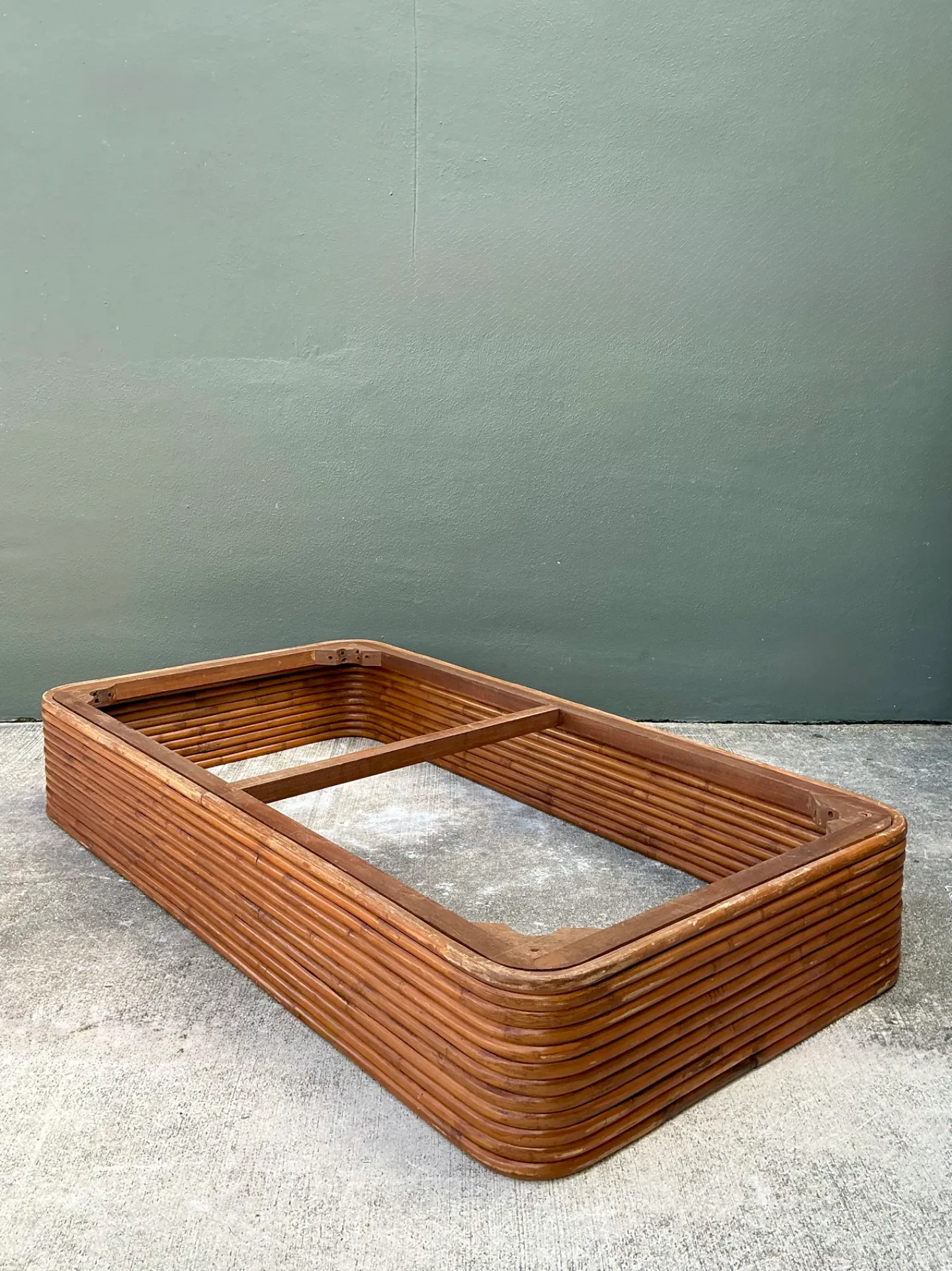 Vintage Stacked Rattan Twin Bed Platform — additional photo 4