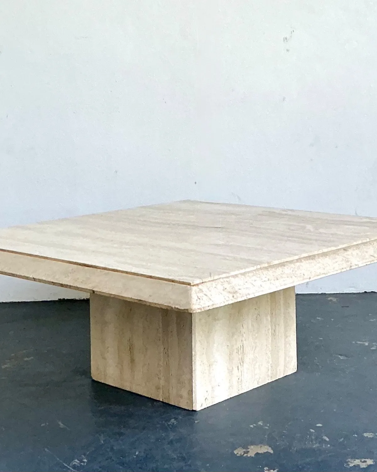Vintage Italian Stone International Travertine Pedestal Coffee Table — additional photo 3