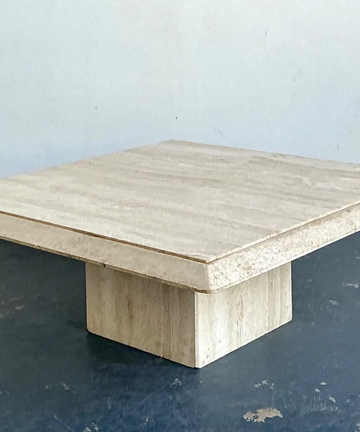 Vintage Italian Stone International Travertine Pedestal Coffee Table — additional photo 2