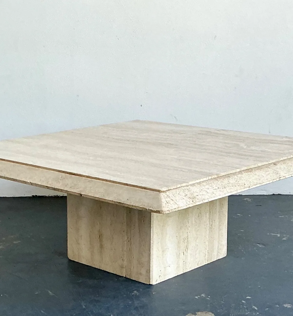 Vintage Italian Stone International Travertine Pedestal Coffee Table — additional photo 5