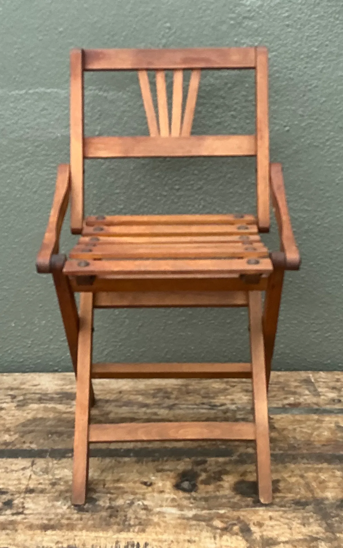Vintage Children’s Wooden Slatted Folding Chair