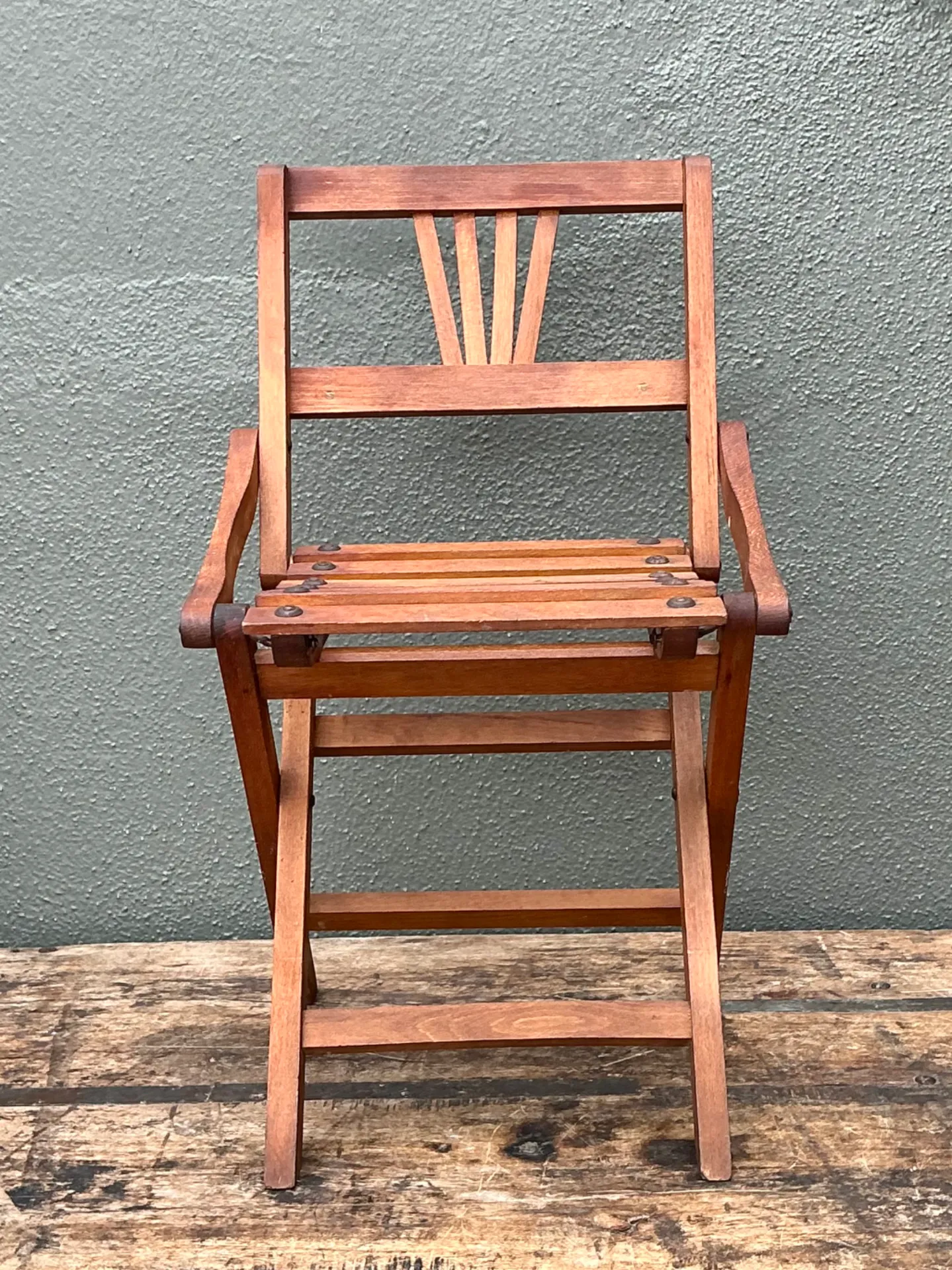 Vintage Children’s Wooden Slatted Folding Chair — additional photo 5