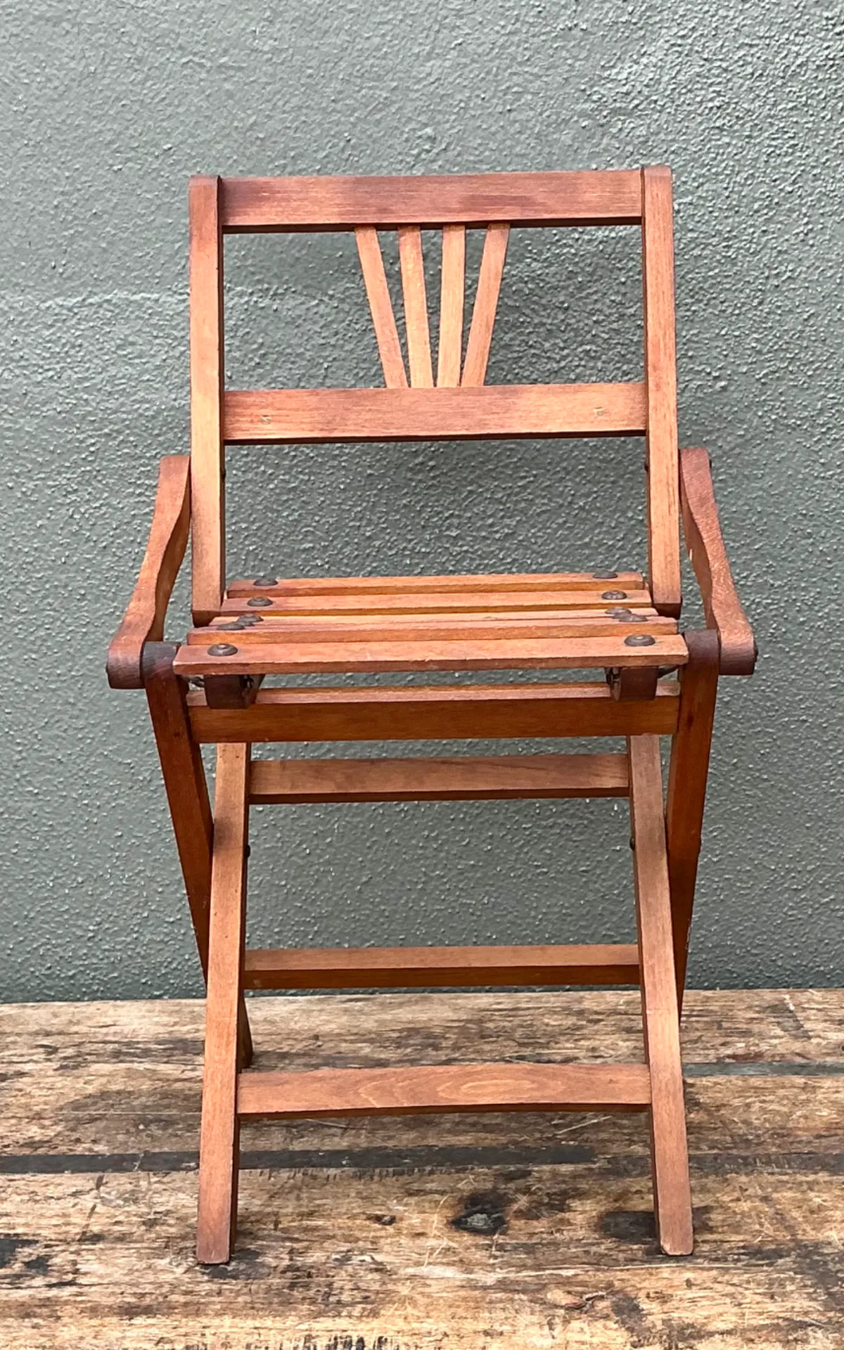 Vintage Children’s Wooden Slatted Folding Chair — additional photo 5