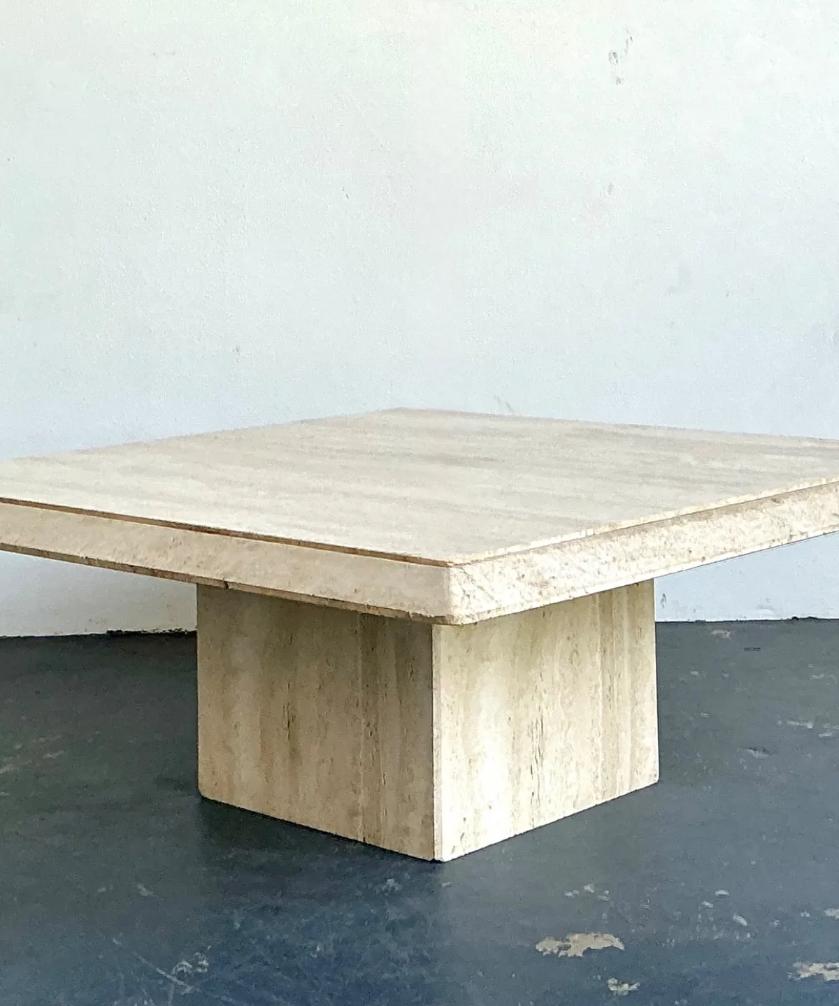 Vintage Italian Stone International Travertine Pedestal Coffee Table — additional photo 7