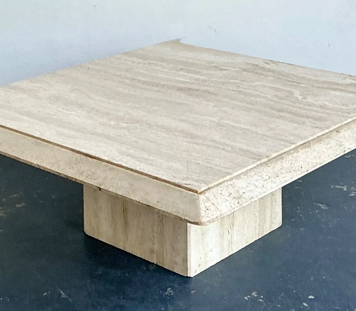 Vintage Italian Stone International Travertine Pedestal Coffee Table — additional photo 8
