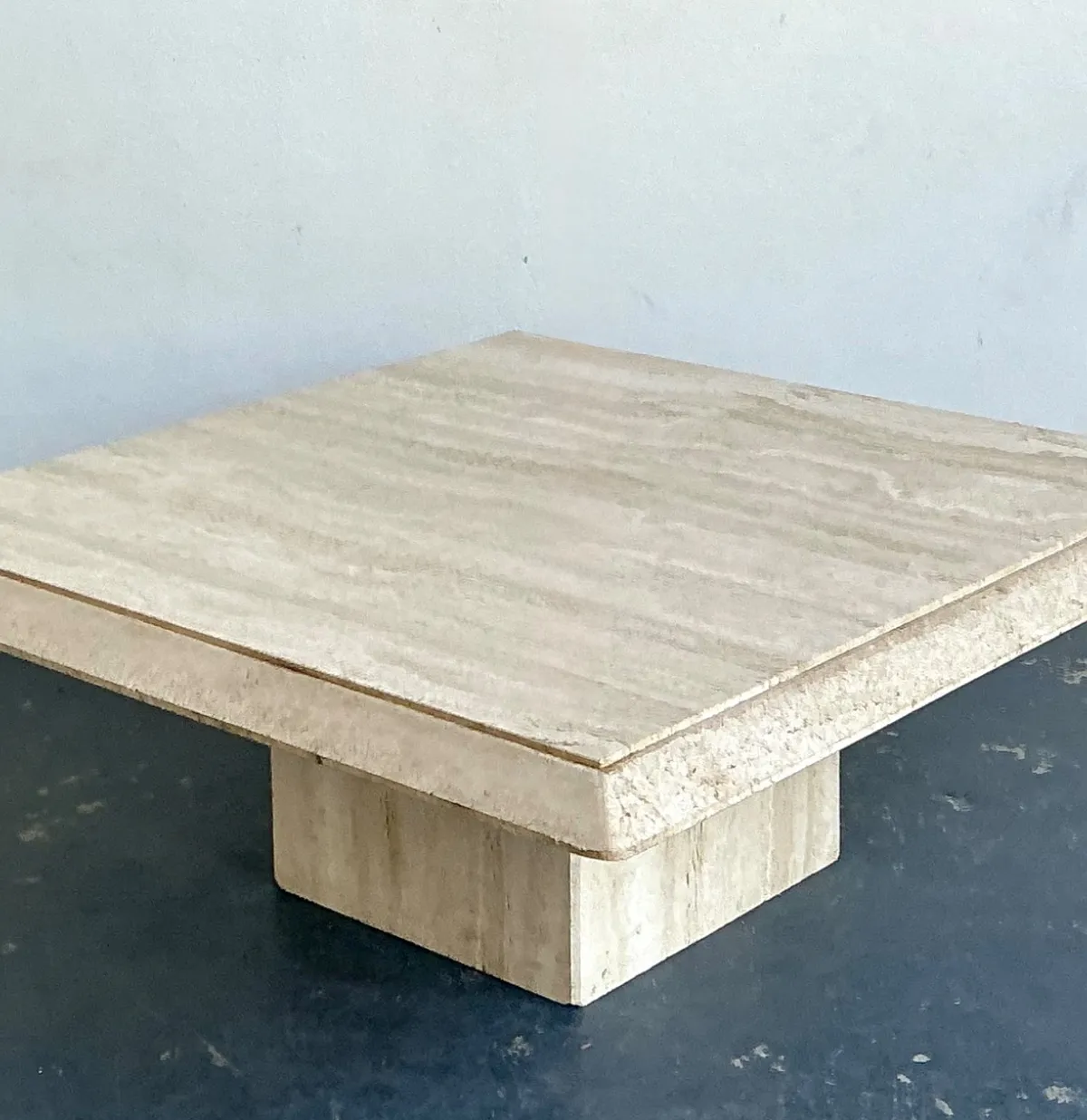 Vintage Italian Stone International Travertine Pedestal Coffee Table — additional photo 4
