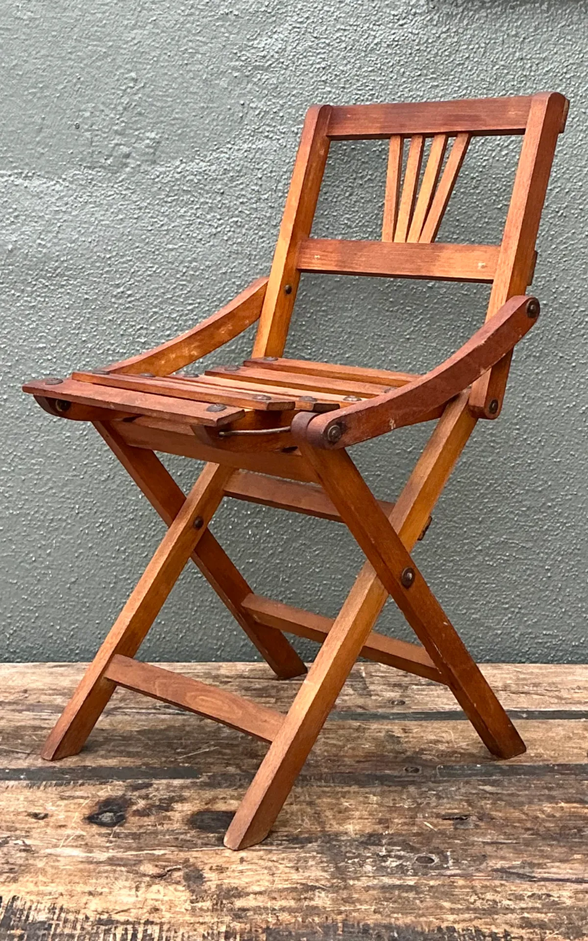 Vintage Children’s Wooden Slatted Folding Chair — additional photo 3