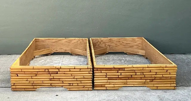 Vintage Stacked Rattan King Bed Base - Pair — additional photo 5