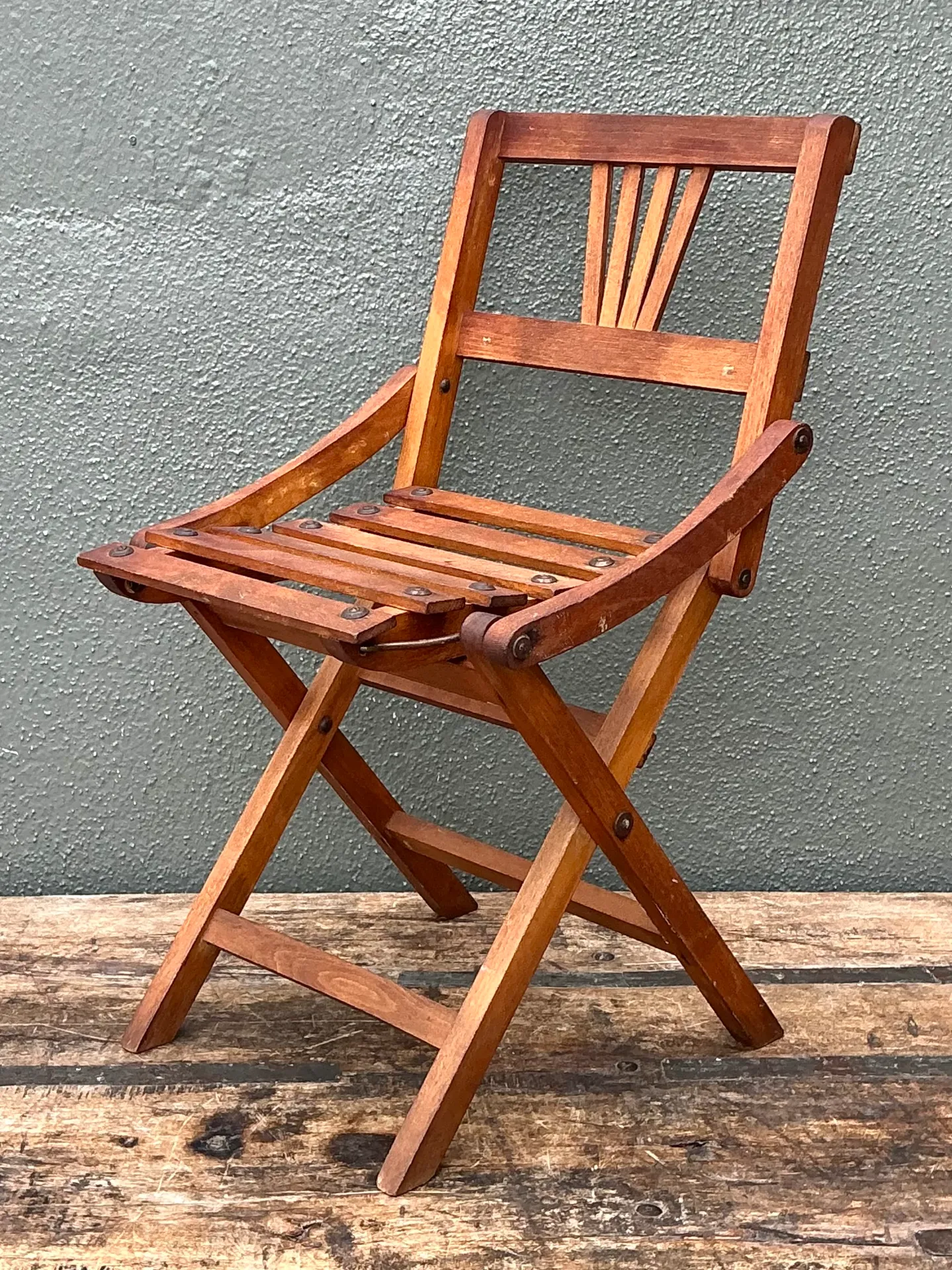 Vintage Children’s Wooden Slatted Folding Chair — additional photo 4