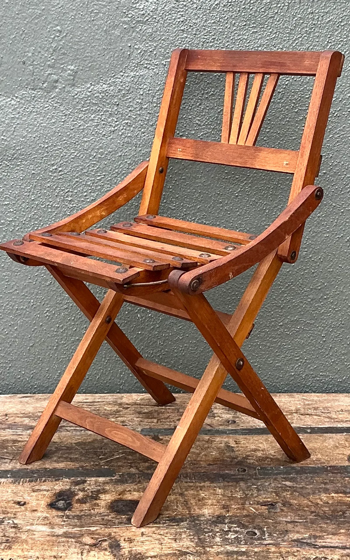 Vintage Children’s Wooden Slatted Folding Chair — additional photo 4