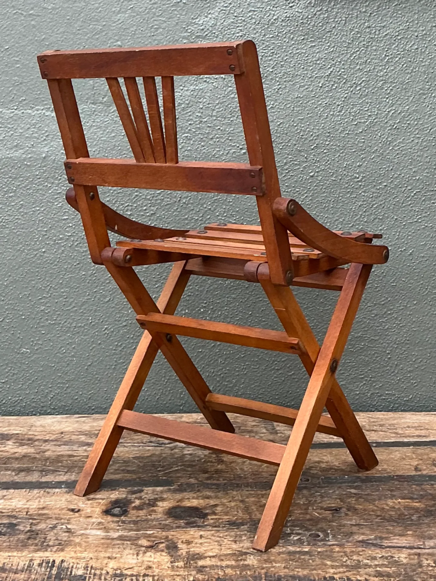 Vintage Children’s Wooden Slatted Folding Chair — additional photo 2