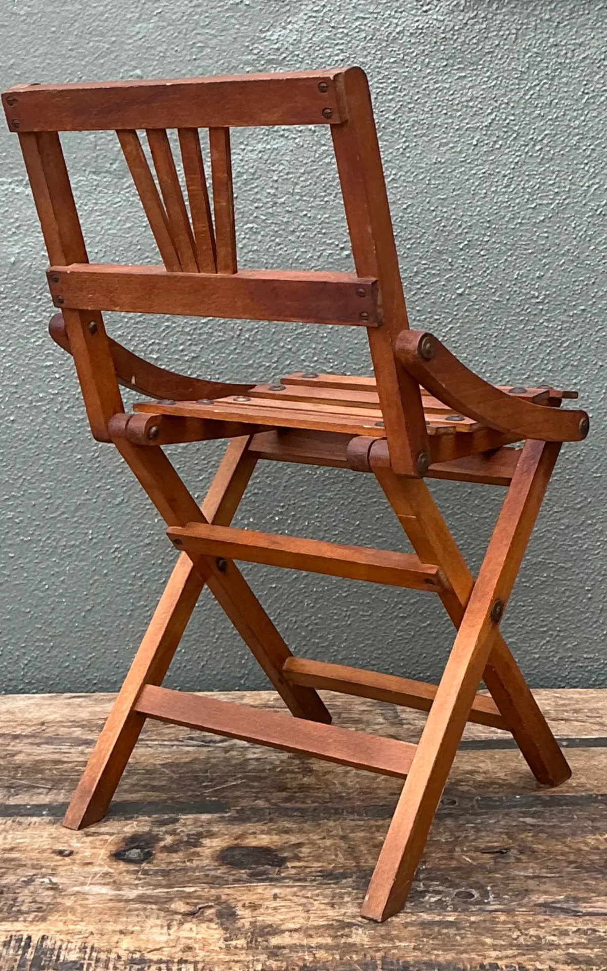 Vintage Children’s Wooden Slatted Folding Chair — additional photo 2