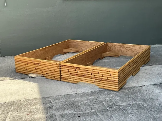 Vintage Stacked Rattan King Bed Base - Pair — additional photo 4
